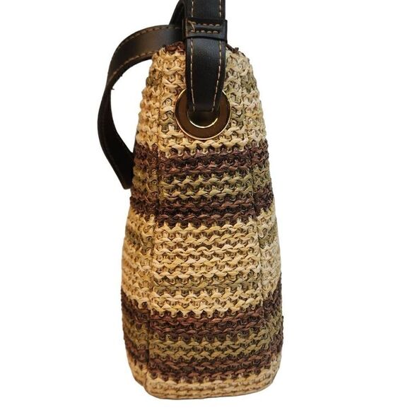 Charter Club Classics Women's Tan Snap Closure Striped Crossbody Bag - Picture 11 of 16